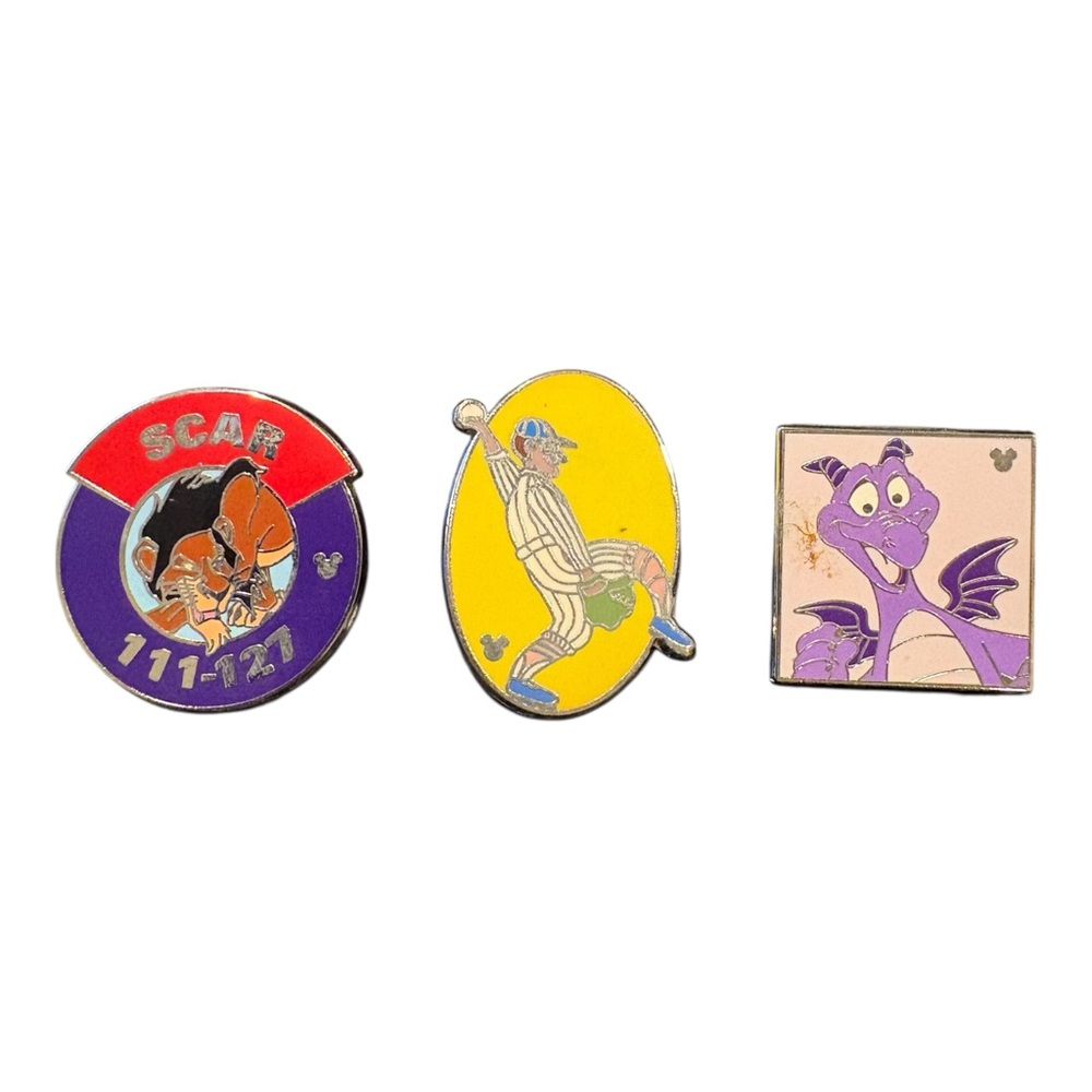 Disney Hidden Mickey Pin Lot Scar, Figment & Baseball Player Set J18